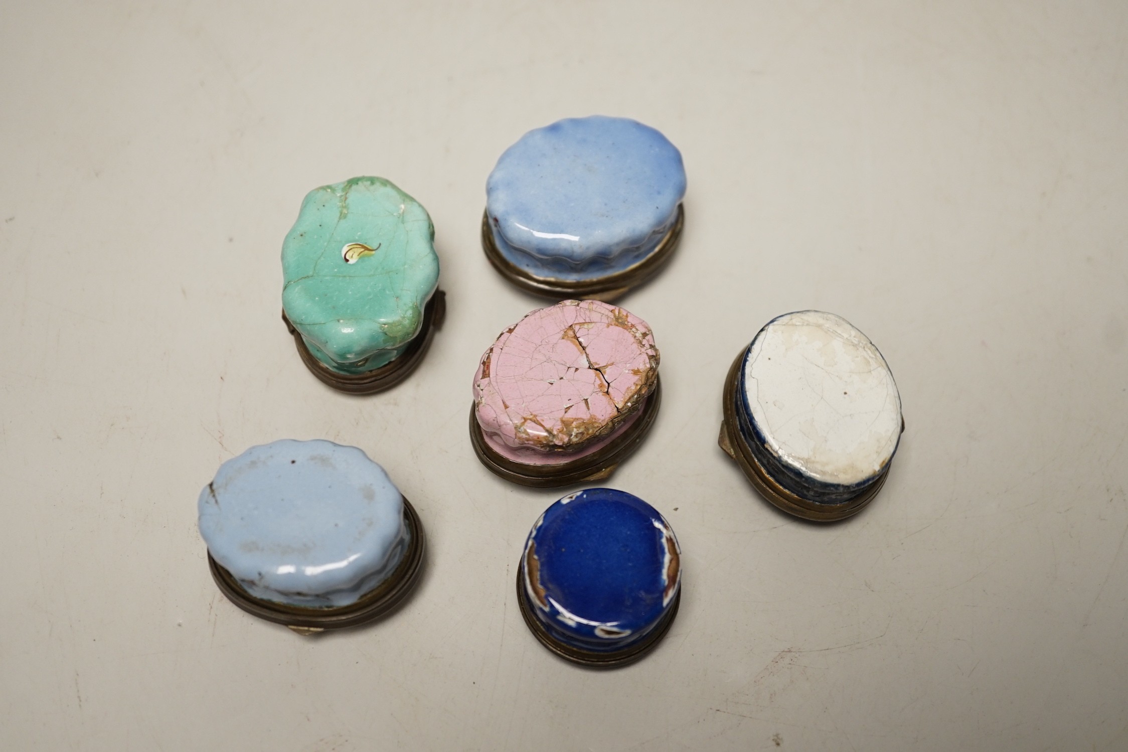 Six early 19th century South Staffordshire enamel patch boxes.